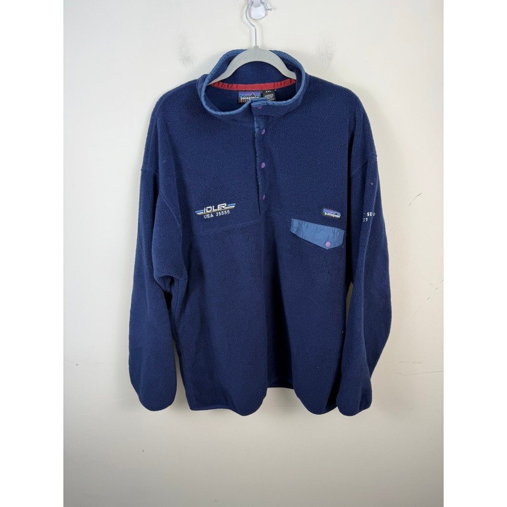 Vintage Patagonia Snap Synchilla Fleece XXL Navy Big Boat Series 2001 Pullover
